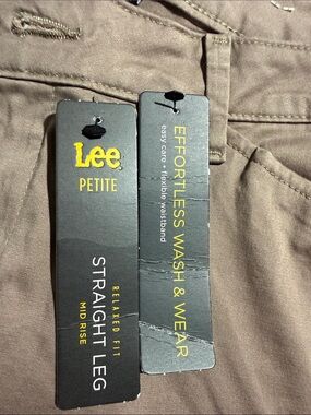 Lee Petite Straight Leg Pants in Taupe Brown